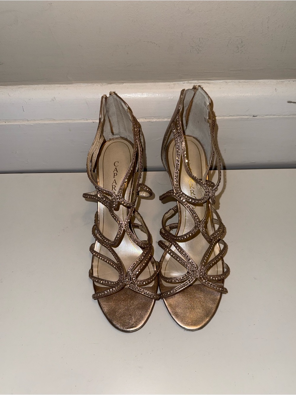 Caparros Metallic Gold Strappy Heeled Sandals